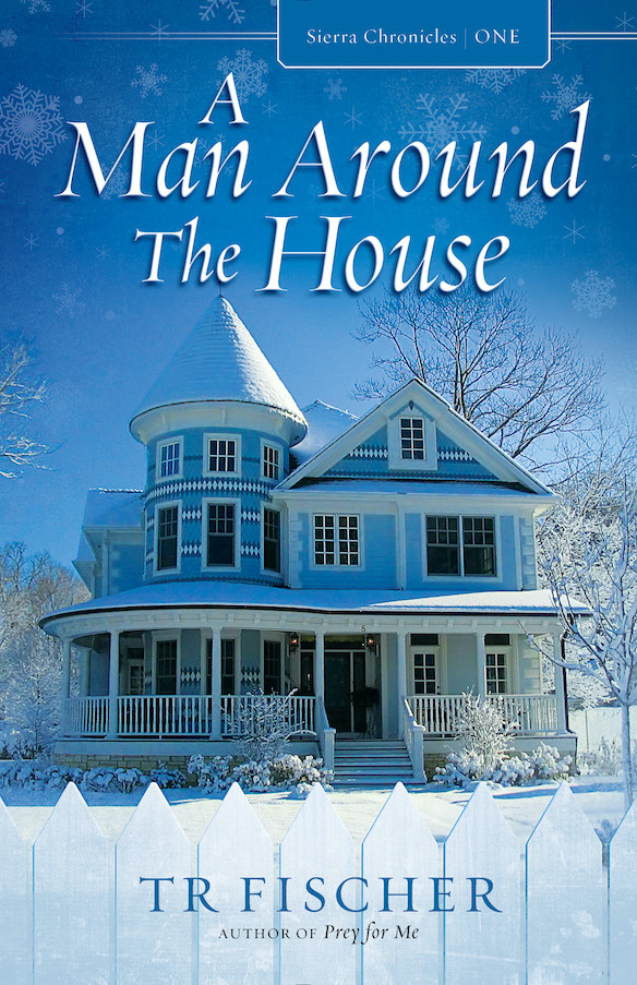 book cover for a man around the house by tr fischer blue victorian house