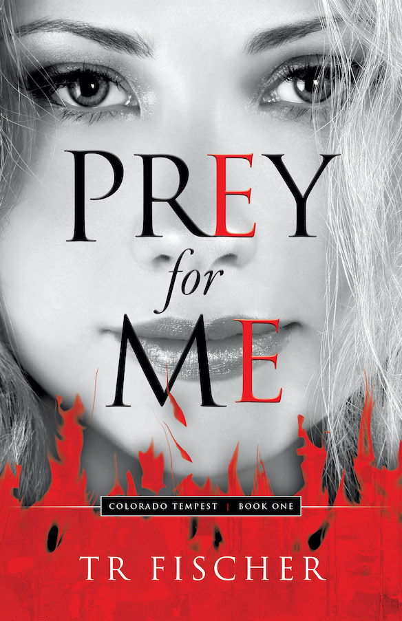 close-up photo of blond female with flames beneath cover of prey for me by tr fischer
